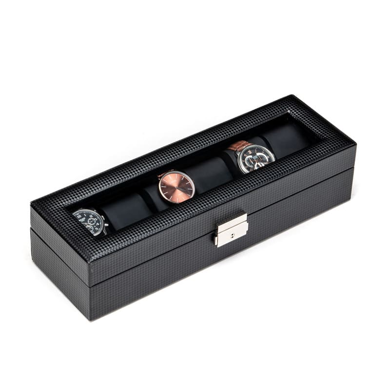 Black Carbon Elegance 6 slot Watch Box