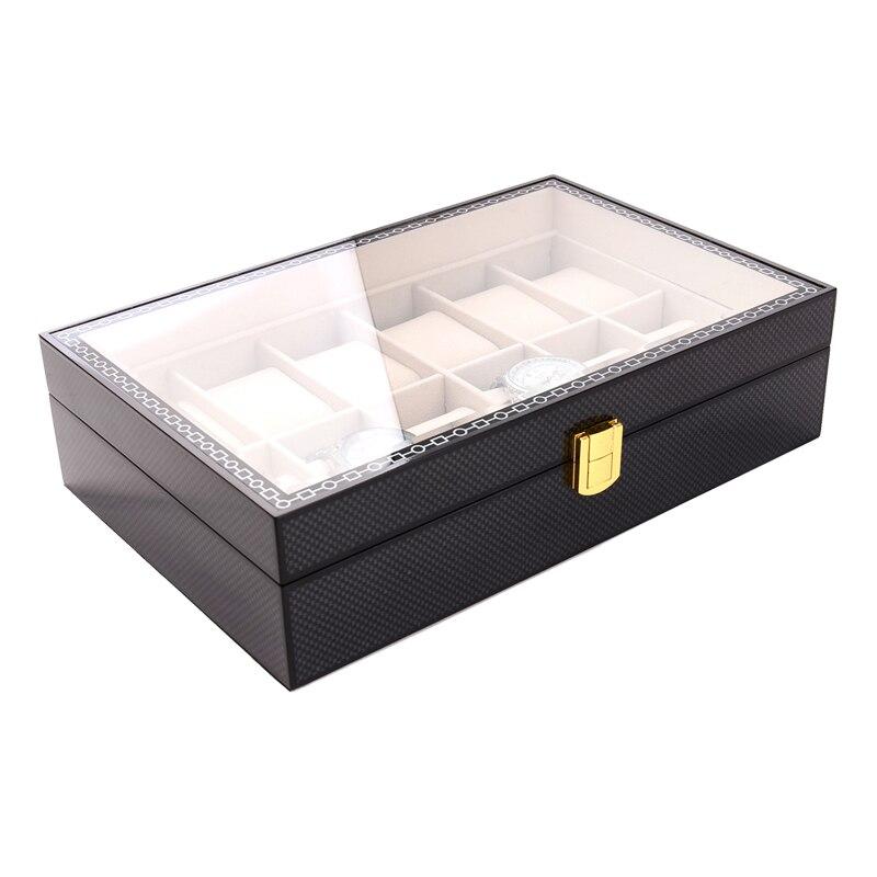 BLACK CARBON STORAGE WATCH BOX  <br/>12 SLOTS