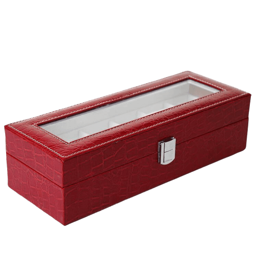 RED LEATHER WATCH BOX FOR WOMEN <br/>6 SLOTS