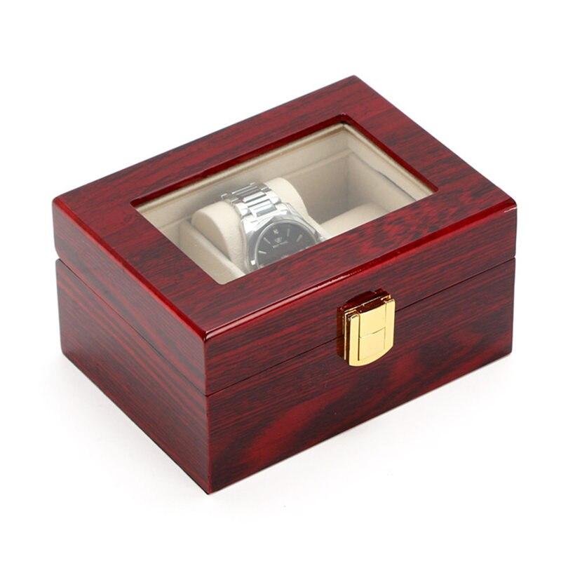 RED WOOD WATCH BOX <br/> 3 SLOTS