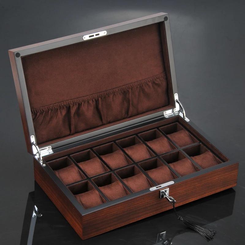 Wooden watch box with pocket 12 Slots