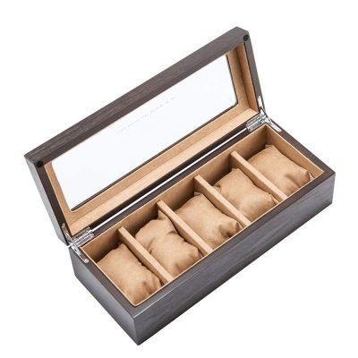 BEIGE WOODEN WATCH BOX 5 SLOTS