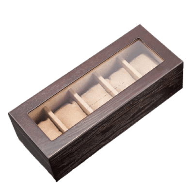 BEIGE WOODEN WATCH BOX 5 SLOTS