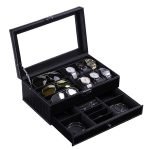 BLACK CROCODILE LEATHER WATCH CASE  6 SLOTS