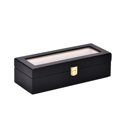 BLACK WOODEN WATCH BOX  6 SLOTS