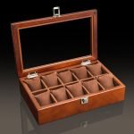 BROWN WOOD WATCH BOX  10 SLOTS