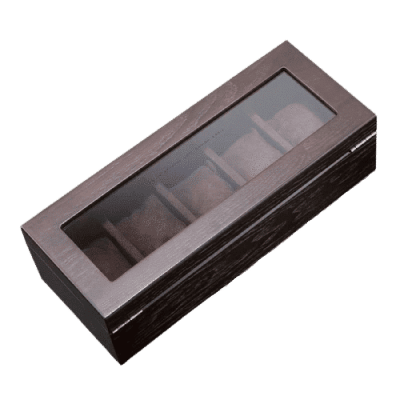 BROWN WOOD WATCHBOX 5 SLOTS