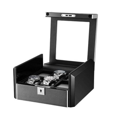 CARBON WATCH BOX WITH LOCK 6 SLOTS