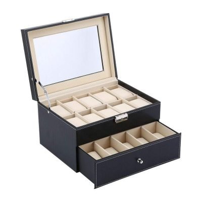 LEATHERETTE WATCH BOX 20 SLOTS