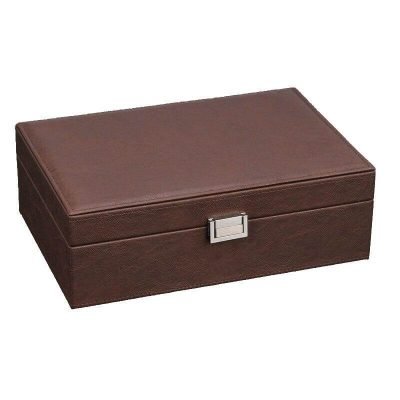 LUXURY BROWN LEATHERETTE WATCH BOX  10 SLOTS