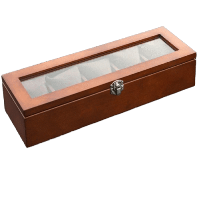 PREMIUM BROWN WOOD WATCHBOX 5 SLOTS