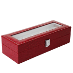 RED LEATHER WATCH BOX FOR WOMEN 6 SLOTS