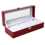 RED LEATHER WATCH BOX FOR WOMEN 6 SLOTS