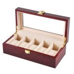 RED WOOD WATCH BOX  5 SLOTS