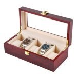 RED WOOD WATCH BOX  5 SLOTS