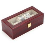 RED WOOD WATCH BOX  5 SLOTS