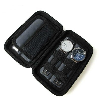 TRAVELLER WATCH CASE BLACK 4 SLOTS