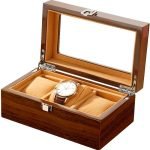 VINTAGE WOODEN WATCH BOX   3 SLOTS