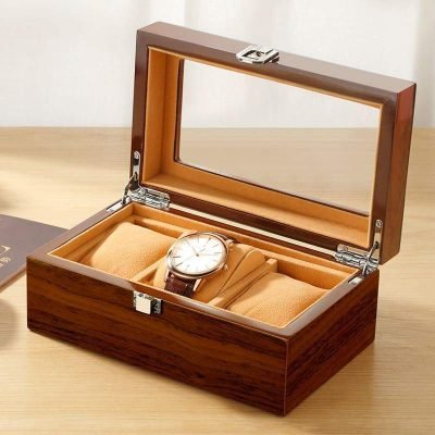 VINTAGE WOODEN WATCH BOX   3 SLOTS