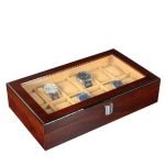 WOODEN WATCH BOX FOR STORAGE 12 SLOTS