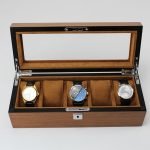 WOODEN WATCH BOX WITH LOCK  5 SLOTS