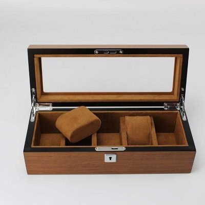 WOODEN WATCH BOX WITH LOCK  5 SLOTS