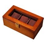 WOODEN WATCH STORAGE BOX 3 SLOTS